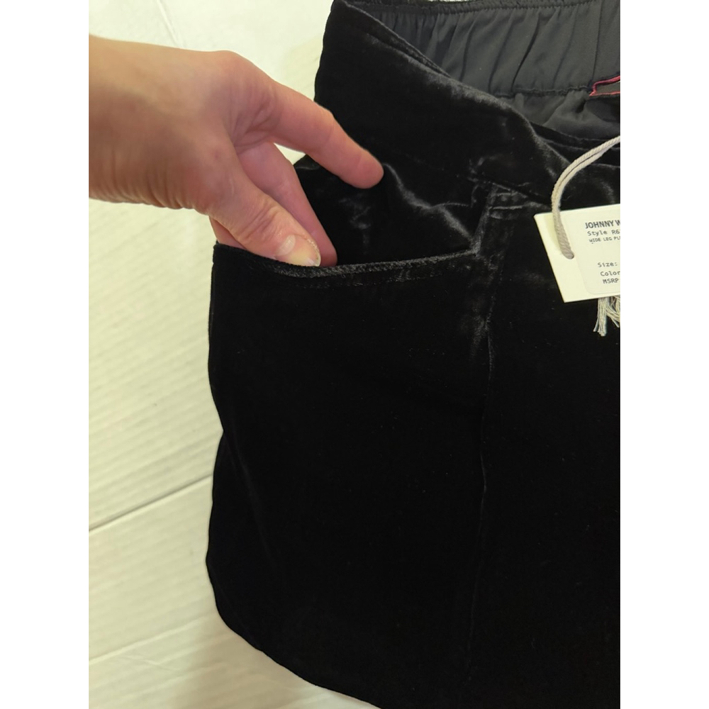 NWT JOHNNY WAS $328 (S) Steffania WIDE LEG EMBROIDERED VELVET PANTS BLACK - Picture 11 of 11